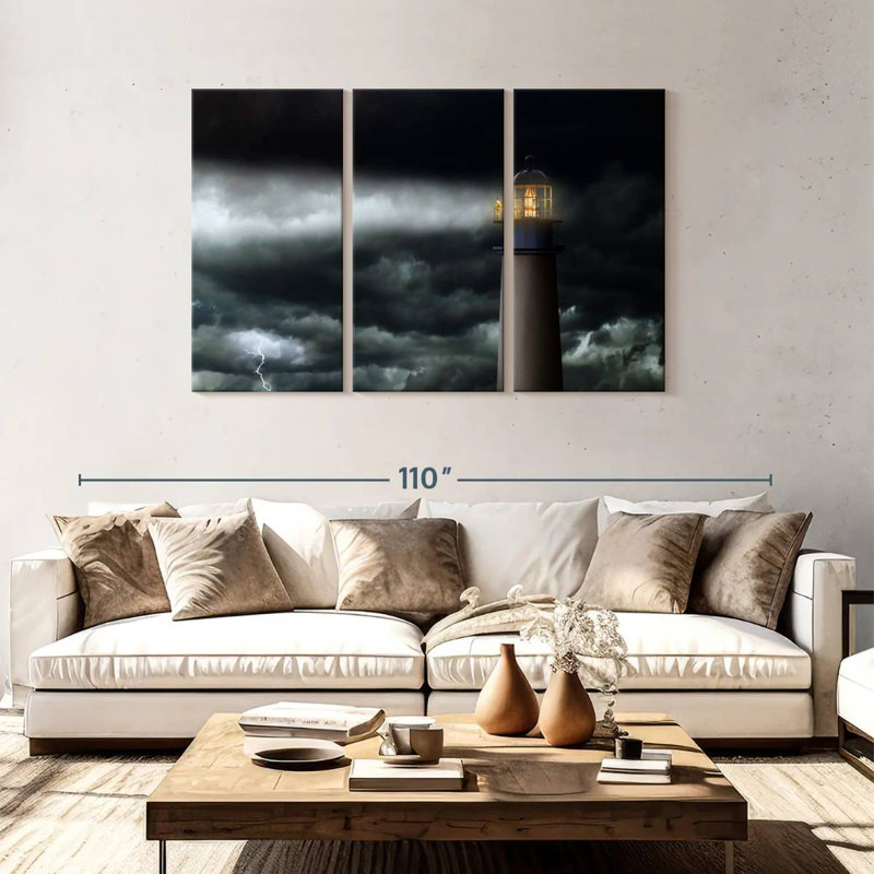 Aletra Lighthouse During Storm, 48" H x 74" W