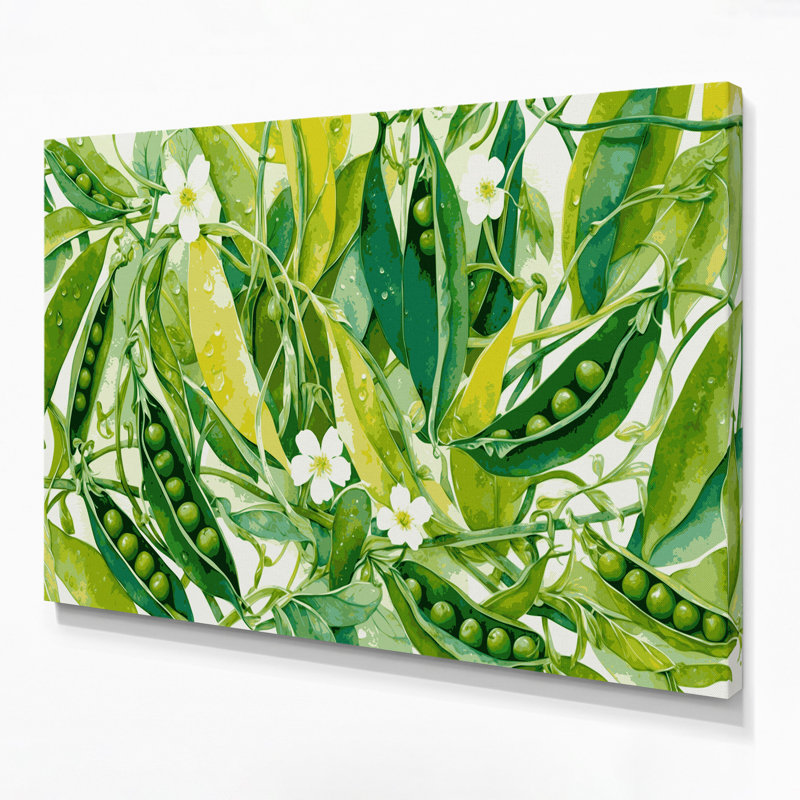 Légumes, pois verts sur toile, art mural, H 16 po x l 20 po