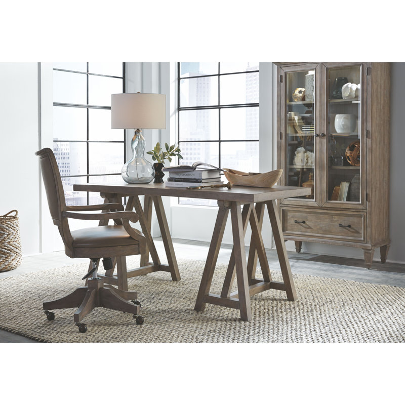 Desk With Chair And Lateral File, 3 Pieces: Desk, Chair, Filing Cabinet, Dovetail Gray