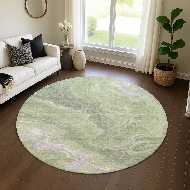 Premium Machine Washable Hedden AMF1701 Abstract Rug, Round 8'