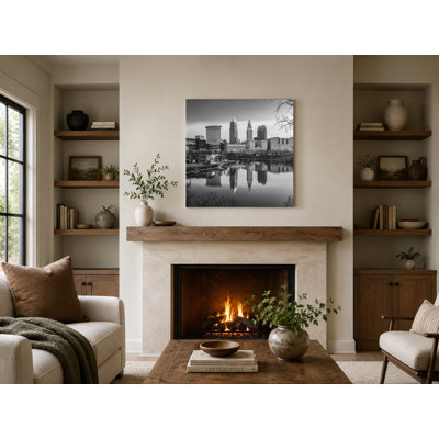 Cleveland Skyline B&W by Cody York — Square Canvas Wall Art