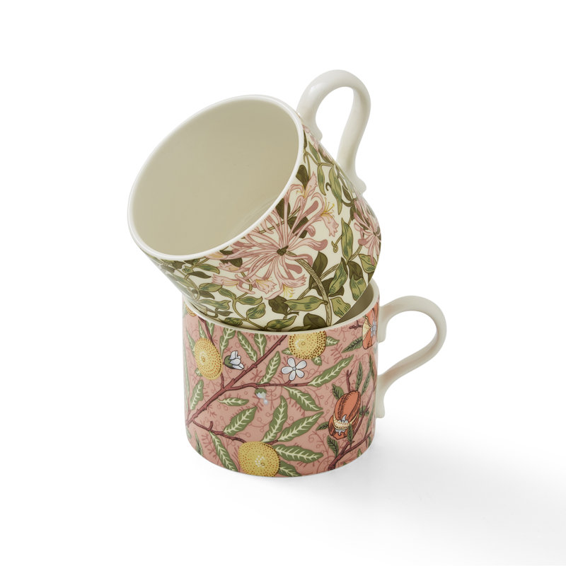 Spode Morris & Co Mugs S/2 Fruit & Honeysuckle