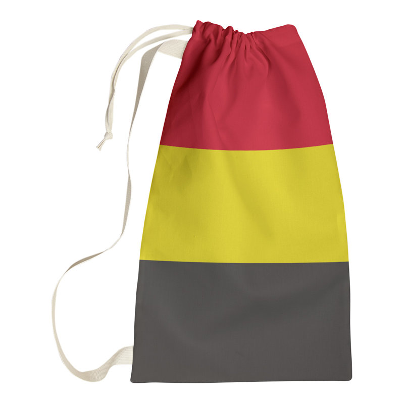 Fabric Laundry Bag with Handles, 29" H x 18" W x 1.5" D, Red/Yellow/Black