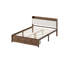 Lit plateforme avec tête de lit de rangement et 2 tiroirs au pied du lit, cadre de lit rembourré à lattes (sans sommier tapissier), taille standard, noyer-946263256