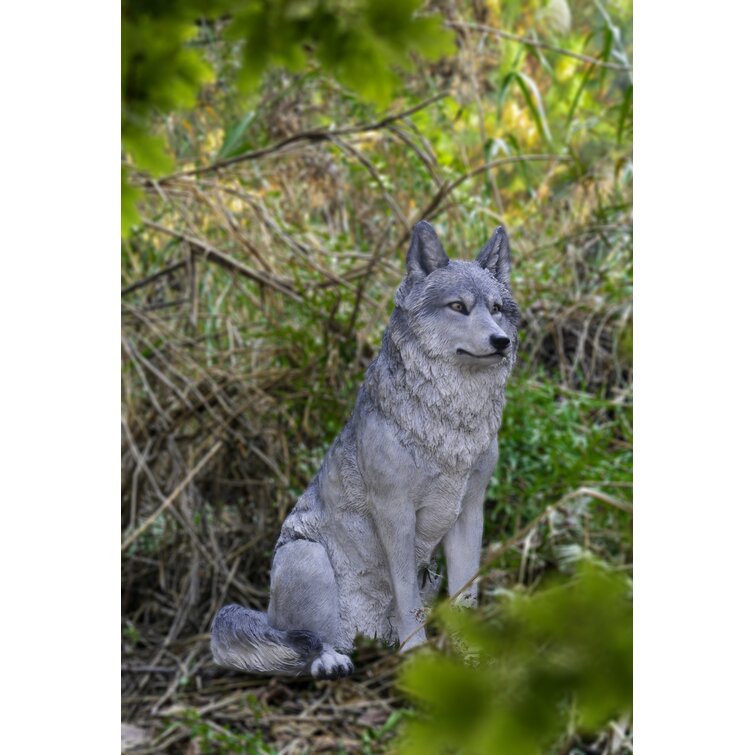 Hi-Line Gift Grey Wolf Cubs Hiding Under Log Statue