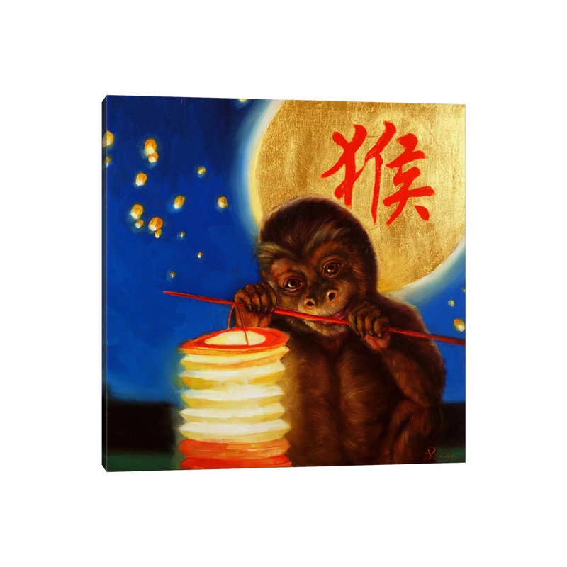 Monkeyshine by Lucia Heffernan - Wrapped Canvas Painting, 30.48 cm H x 30.48 cm W