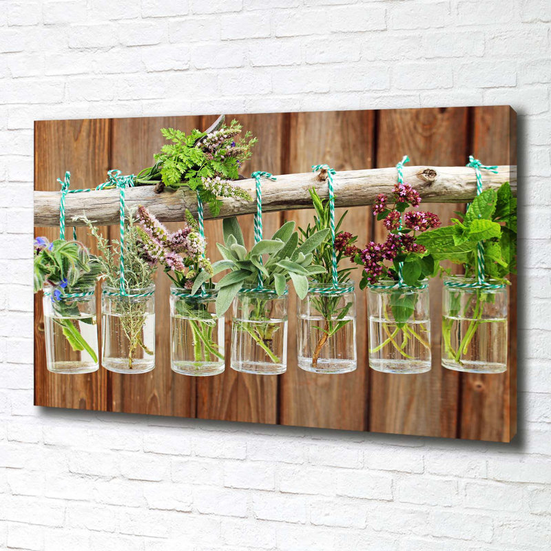 Herbs In Jars - Wrapped Canvas Print