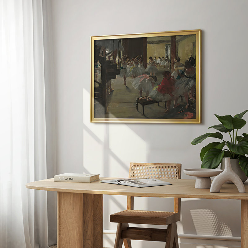 The Dance Class (NGA / Corcoran Version) -Edgar Degas-Toile tendue avec châssis-c. 1873, 22.5x30.5, Framed Canvas, Gold
