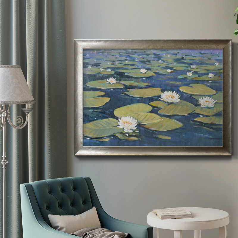 Morning Lilies I - reproduction d'art sur toile, H 16 po x l 20 po x P 2,5 po, Encadrement argenté