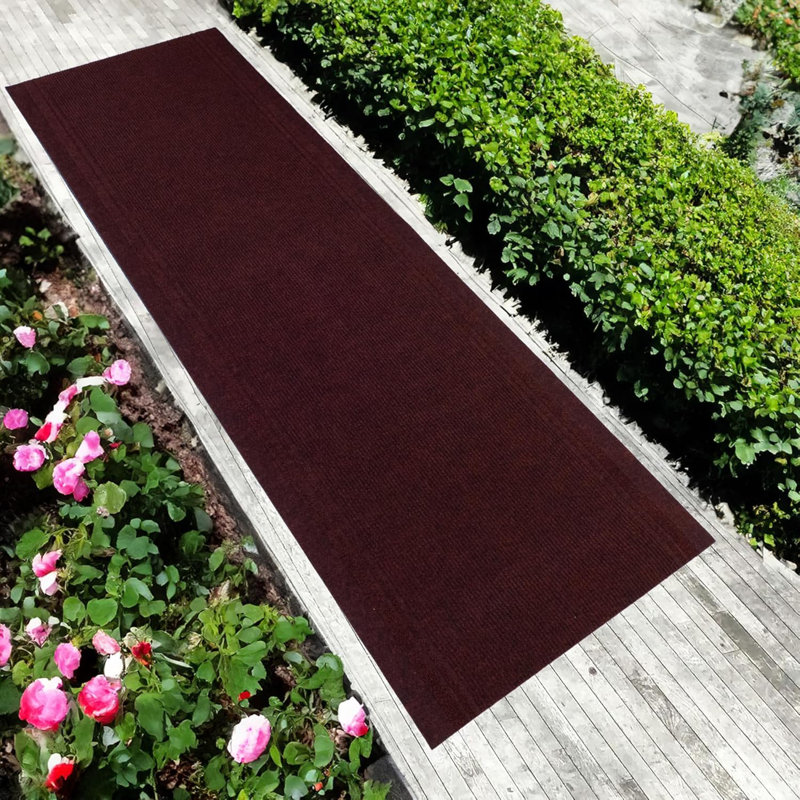 Tapis rouge foncé intérieur / extérieur antidérapant, Tapis de couloir 2 pi 2 po x 10 pi