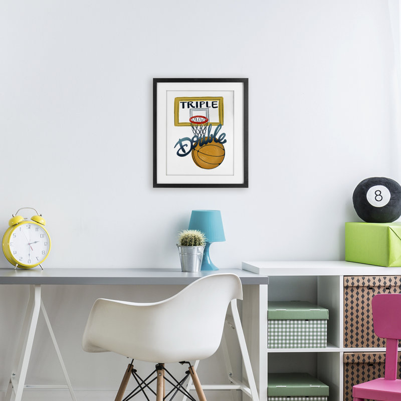 Triple Double Basketball, reproduction encadrée sous verre, conception de Connie Summers, H 21 po x l 17 po