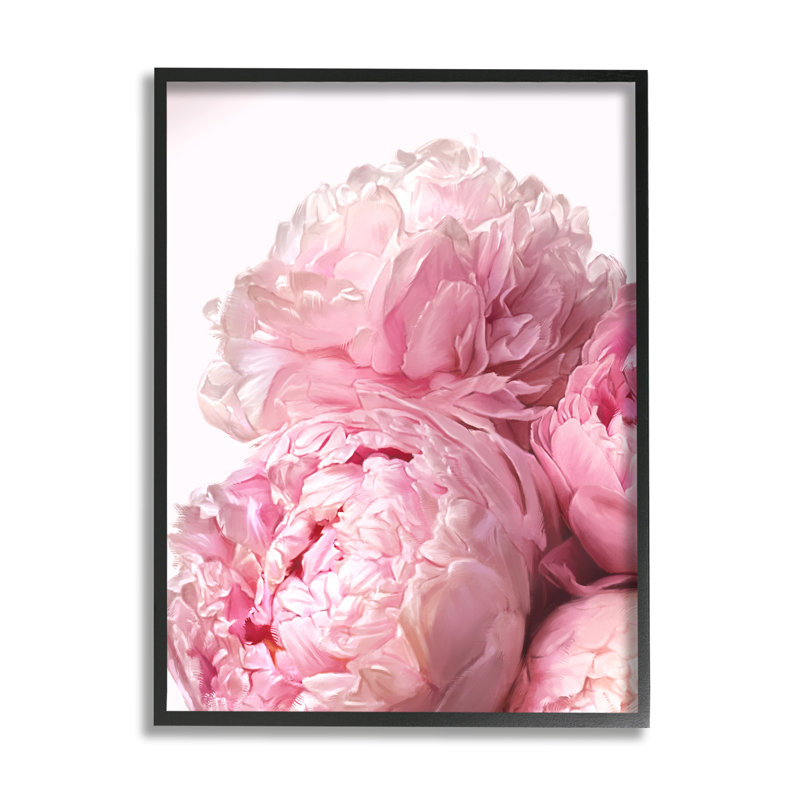 «Blush», pivoines roses et fleurs sur fond blanc, art mural Ziwei Li, H 30 po x l 24 po x P 1,5 po
