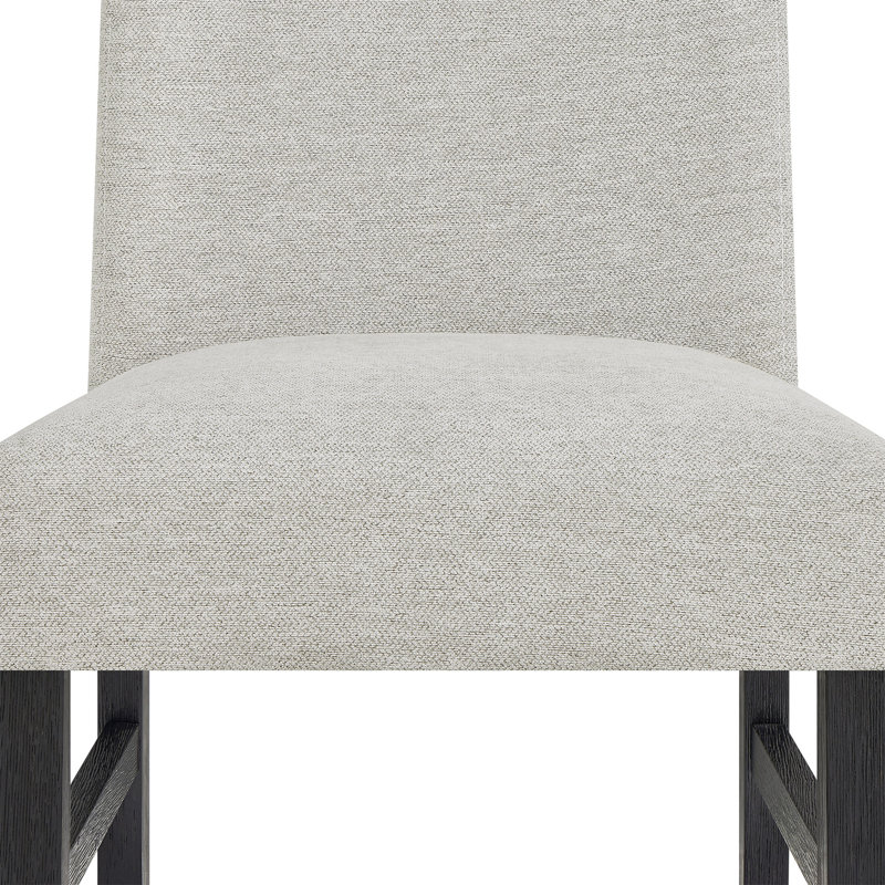 Ensemble de salle à manger 7 pièces de style contemporain avec table rectangulaire en faux marbre blanc et chaises rembourrées à dossier complet gris clair et noir
