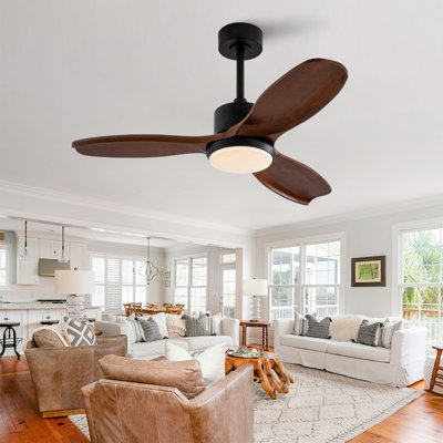 Wood Ceiling Fan with Lights Remote Control