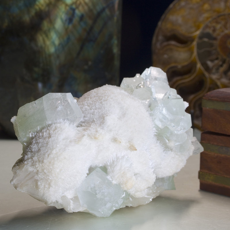 Apophyllite et mordénite vert gemme