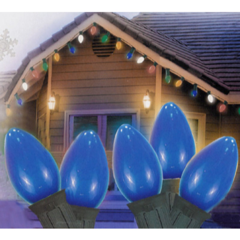 Ensemble de 25 lumières C7 de Noël, Bleu / vert