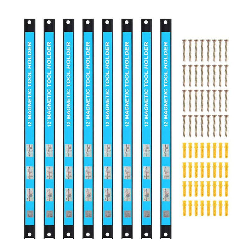 8-Pack Metallic Magnetic Tool Holder Strip