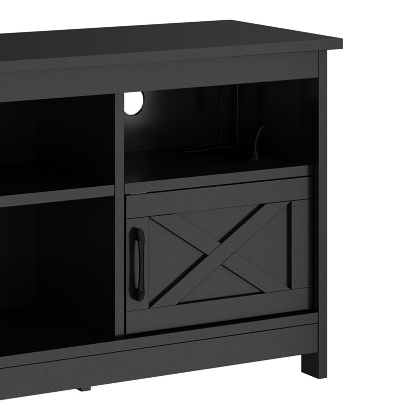 Meuble télé Mercato Modern Farmhouse, Noir, H 25,6 po x l 59 po x P 15,7 po