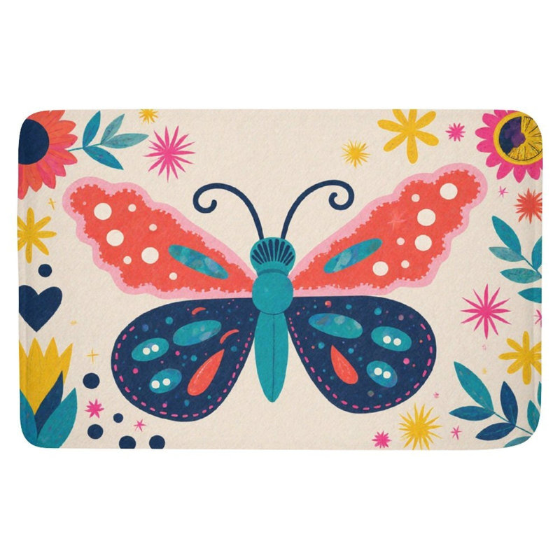Tapis pour salle de bain Butterfly & Flower, 16 x 24