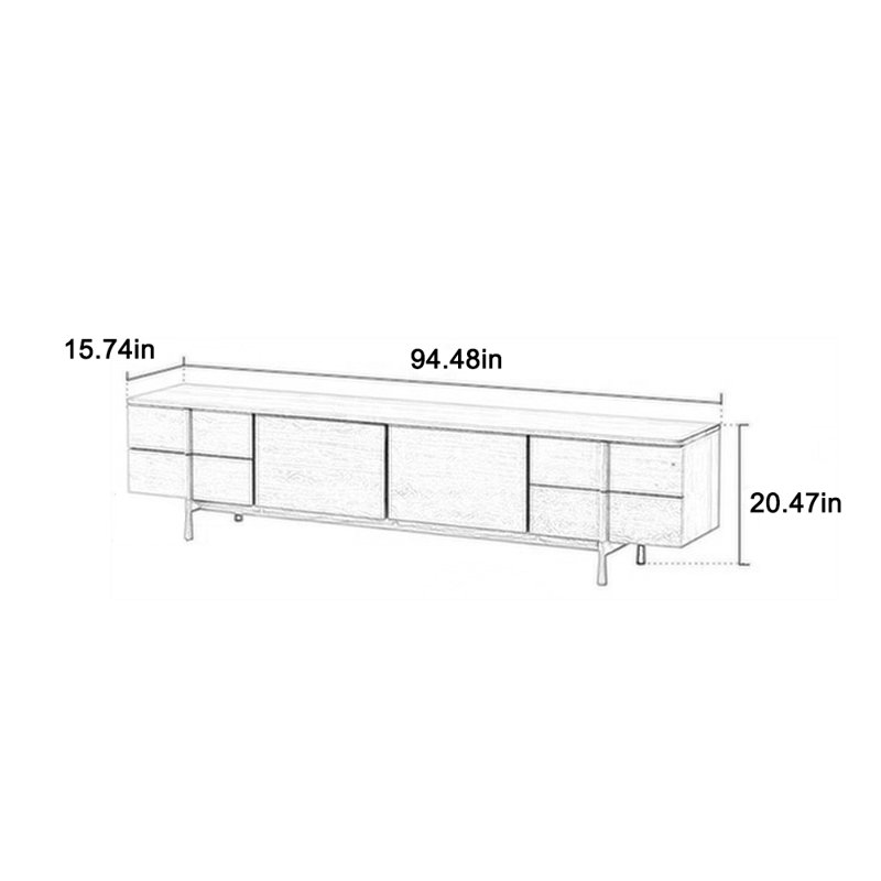Solid wood TV stand Double drawer, Black