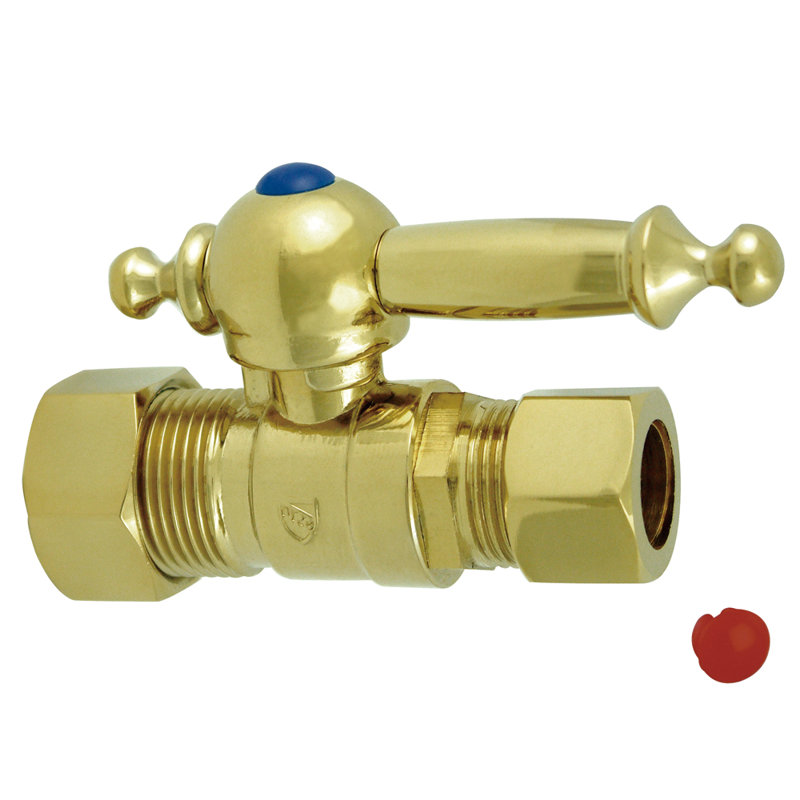 Kingston Brass Vintage 5/8-Inch OD Comp x 1/2-Inch OD Comp Quarter-Turn Straight Stop Valve, Polished Brass