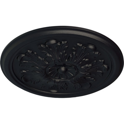 Endurathane Legacy Acanthus Ceiling Medallion, 12 3/4"OD x 7/8"P (Fits Canopies up to 3 1/2"), Hand-Painted Steel Gray Finish