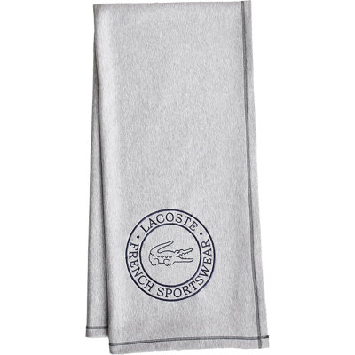 Lacoste Sportswear Premium Cotton Blend 50x70 Throw Blanket, Cozy Sweatshirt Jersey Knit with Embroidered Lacoste Logo, Grey