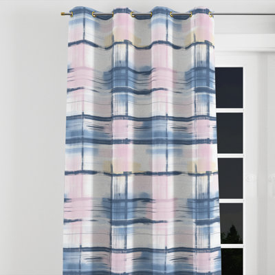 Rideaux Modern Window - rideau à œillets à motif écossais rose clair - 1 panneau