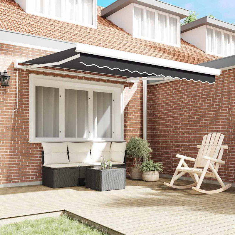 Ivy Bronx Fabric Cover Retractable Patio Awning, Anthracite, 300cm H x 250cm W
