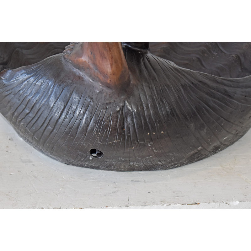 Lady Holds A Vase Standing on A Shell Bronze Fountain Size: 32" x 31" x 55"H