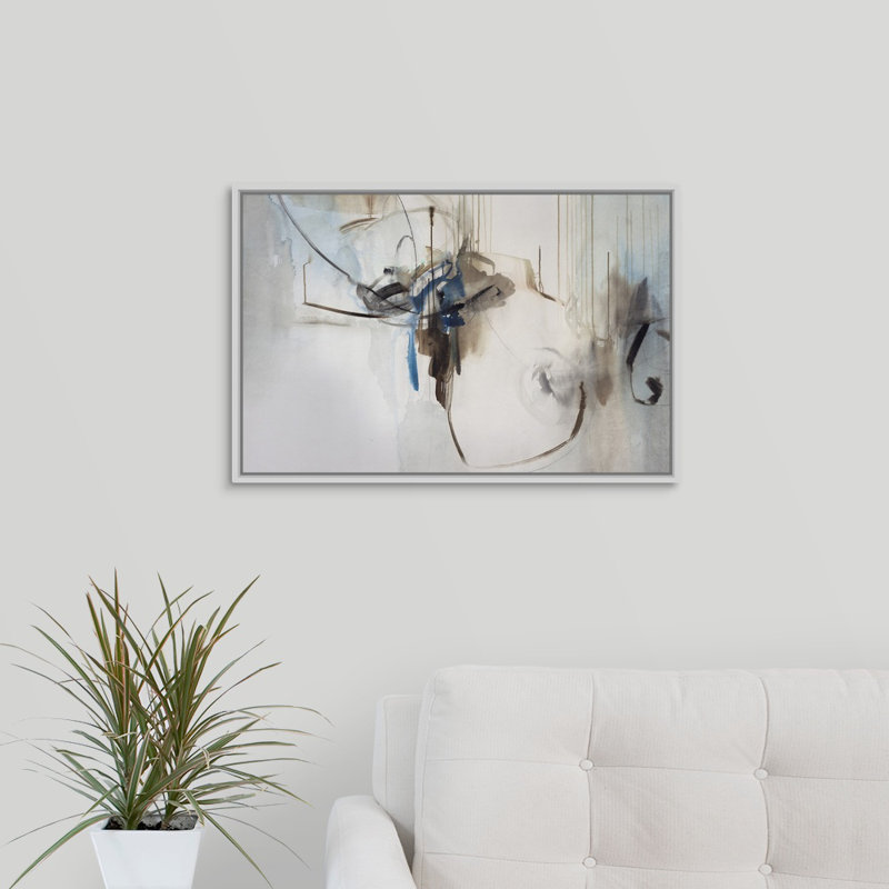 « fraîche filigranes », peinture sur toile, Cadre flottant blanc, H 17,7 po x l 25,7 po x P 1,75 po