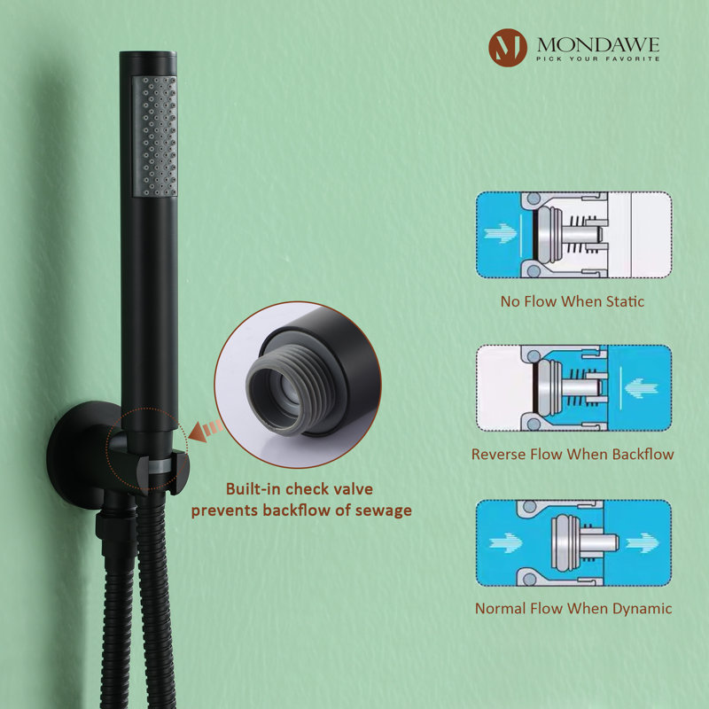 Matte Black Stainless Steel Rain Shower System with Handheld