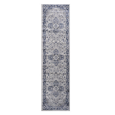 2X8 Blue/Grey/ Area Rug From Loom & - Non-Shedding, Stain , Fits Living Room, Bedroom, Dining Room Style In Stain-, Adds Beauty To Home Office
