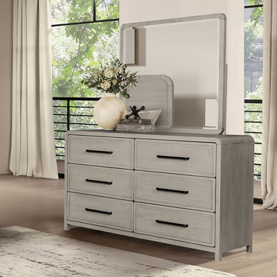 Rippy Dehn Solid Wood 6-Drawer Dresser With Mirror
