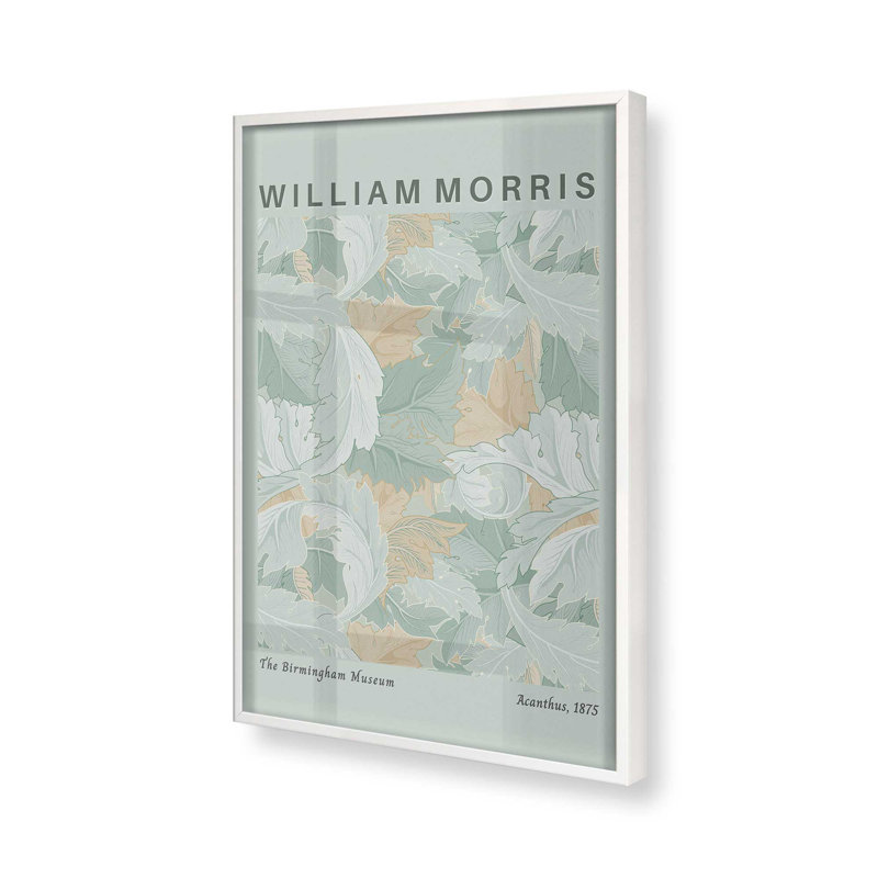 «Soft Soft Acanthus» par William Morris, reproduction, H 37 po x l 25 po, Cadre blanc, Grey
