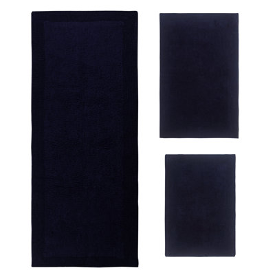 Bruss Luxury 100% Cotton Reversible Bath Rug (Set of 3)