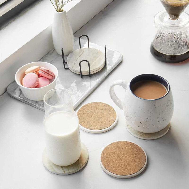 Coasters with Holder Cork Base for Cups