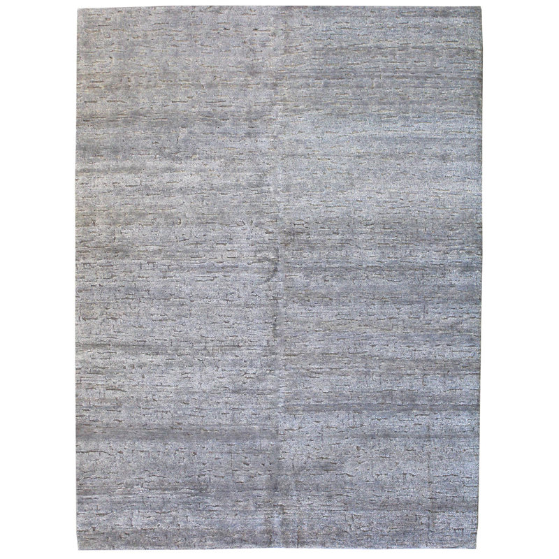 Tapis brun en laine noué à la main de conception unique 7 pi 11 po x 10 pi New Age Breccia