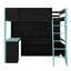 Lit mezzanine double en bois avec bureau, structure de lit mezzanine avec tiroirs de rangement, tablettes et lumières-1994477696