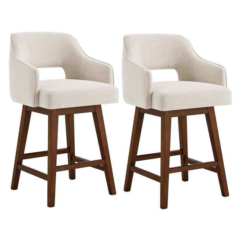 Ensemble de 2 tabourets pivotants rembourrés Lainey, Lin Effie
