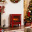 Foyer électrique autoportant de 18 pouces en rouge classique, flamme 3D visuelle, double protection, puissance thermique de 1400 W / 700 W, 5000 pi, 50000 heures de DEL, panoramique à trois côtés, base amovible, boutons simples