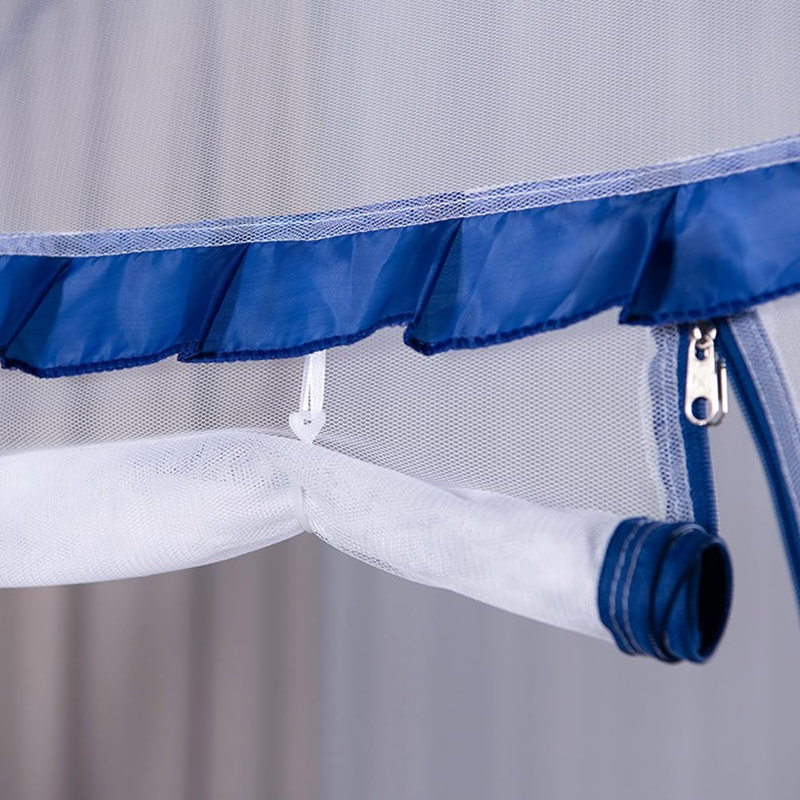 Moustiquaire de lit pliable bleue 90 x 195 cm, fond de lit entièrement en filet, protection anti-insectes portable et pliable, idéale pour l'intérieur et l'extérieur (chambre, dortoir, camping).