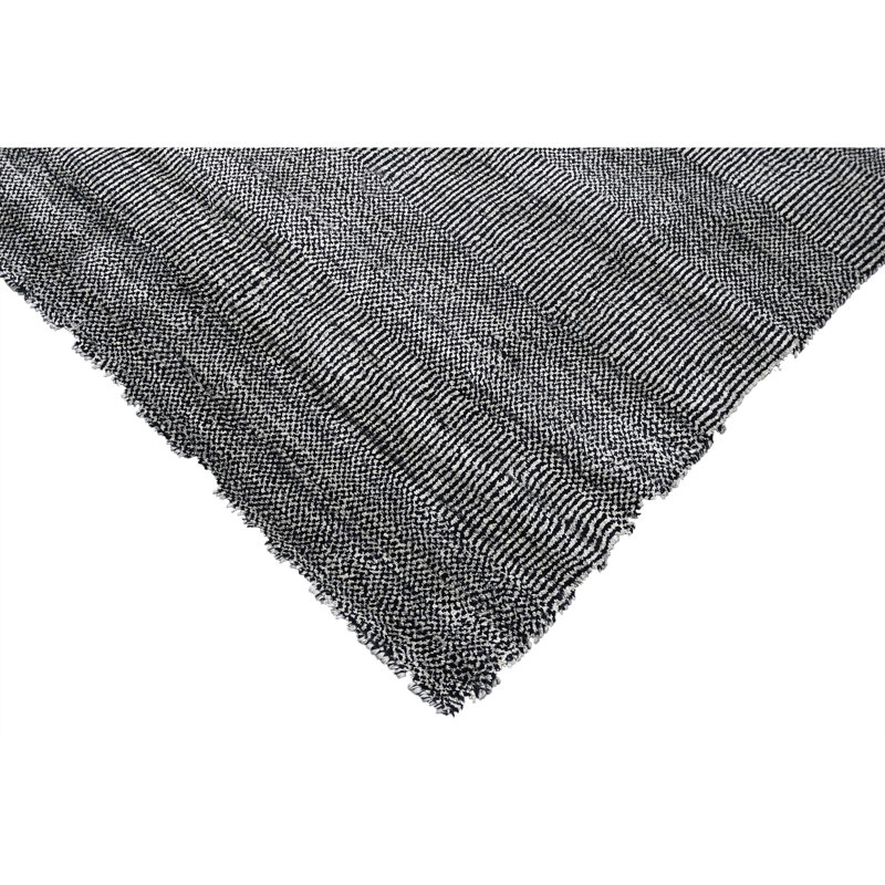High-Quality Hand-Knotted Silver And Black Area Rug, Rectangle 10' x 14'