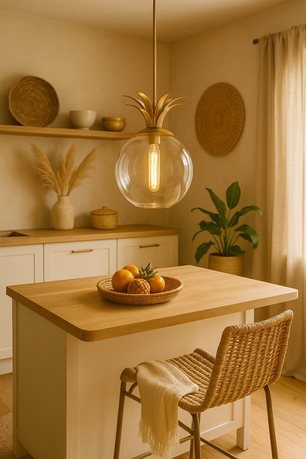 Gazala Single Light Glass Dimmable Pendant, Heritage Brass