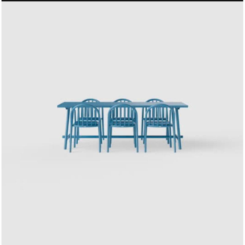 Fred 7 Piece Dining Set, Black, 31.7" H x 20.5" W x 23.5" D, Anthracite