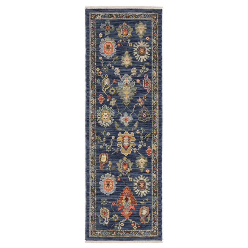 Tapis bleu / multicolore Elleanna, Tapis de couloir 2 pi x 6 pi 3 po