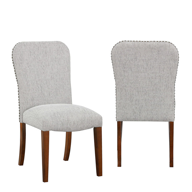 Chaise de salle à manger Sophia Sea Oat en tissu performance avec têtes cloutées - ensemble de 2