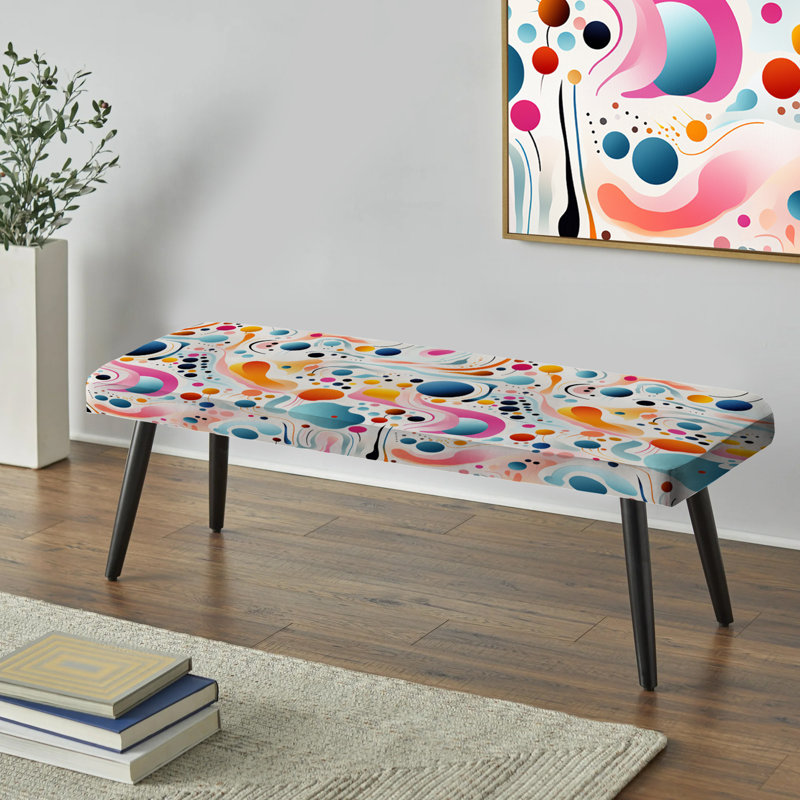 Banc rembourré bleu Fusion Abstractions In Motion - Mid-Century