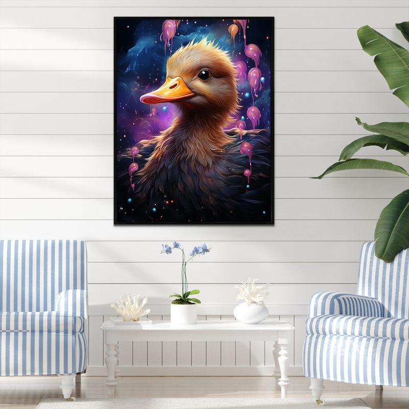 Mignon, mauve, éclaboussures de canard Delight, Cadre flottant noir, H 20 po x l 12 po x P 1 po