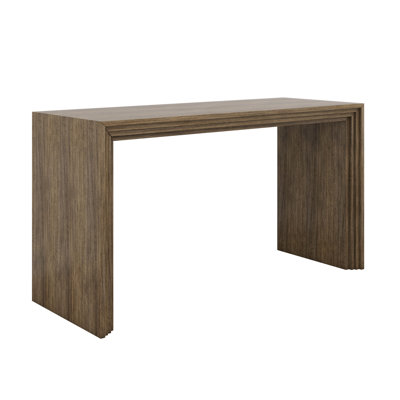 Modern Console Table With Unique Striped Design, Paulownia Solid Wood Veneer Narrow Entryway Table, Behind The Couch Table